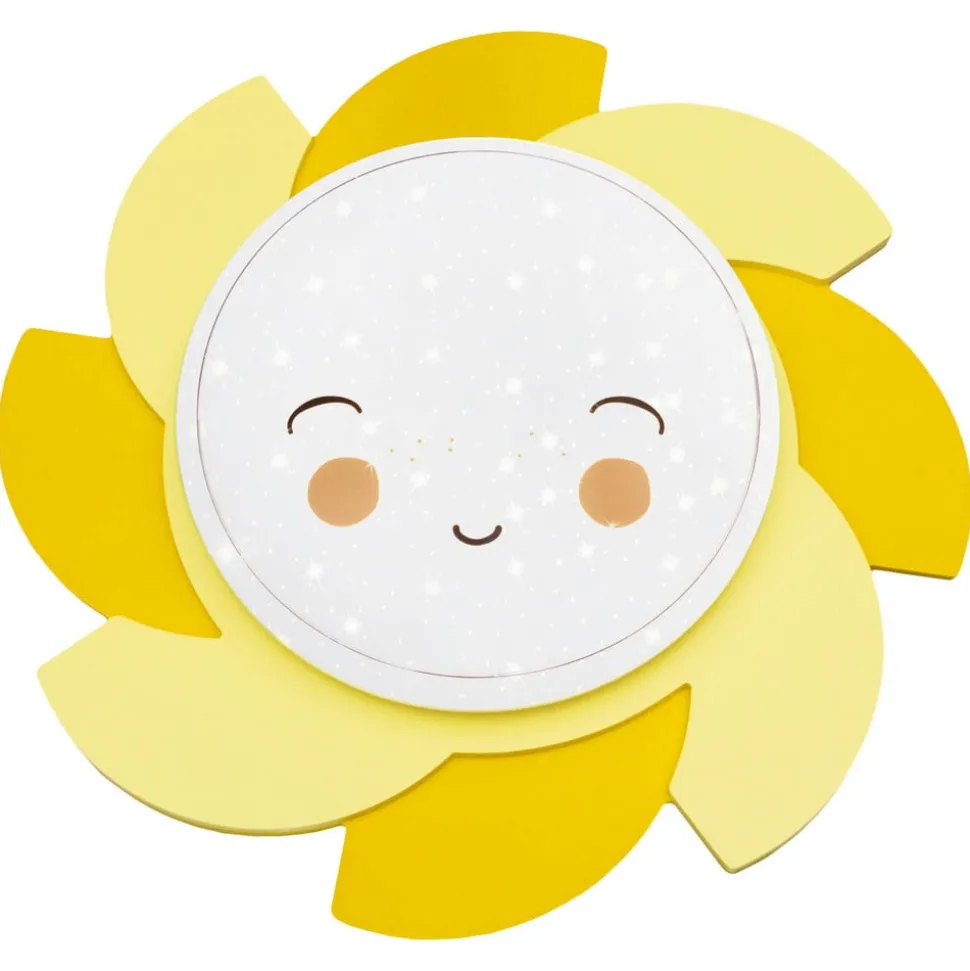 LED wandlamp Sun Starlight Smile, geel