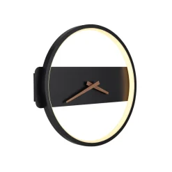 LED wandlamp Sussy met klok, zwart, breedte 32 cm