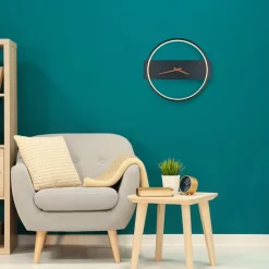 LED wandlamp Sussy met klok, zwart, breedte 32 cm