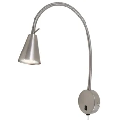 LED wandlamp Tusa, nikkel, metaal, 45 cm, flexibele arm