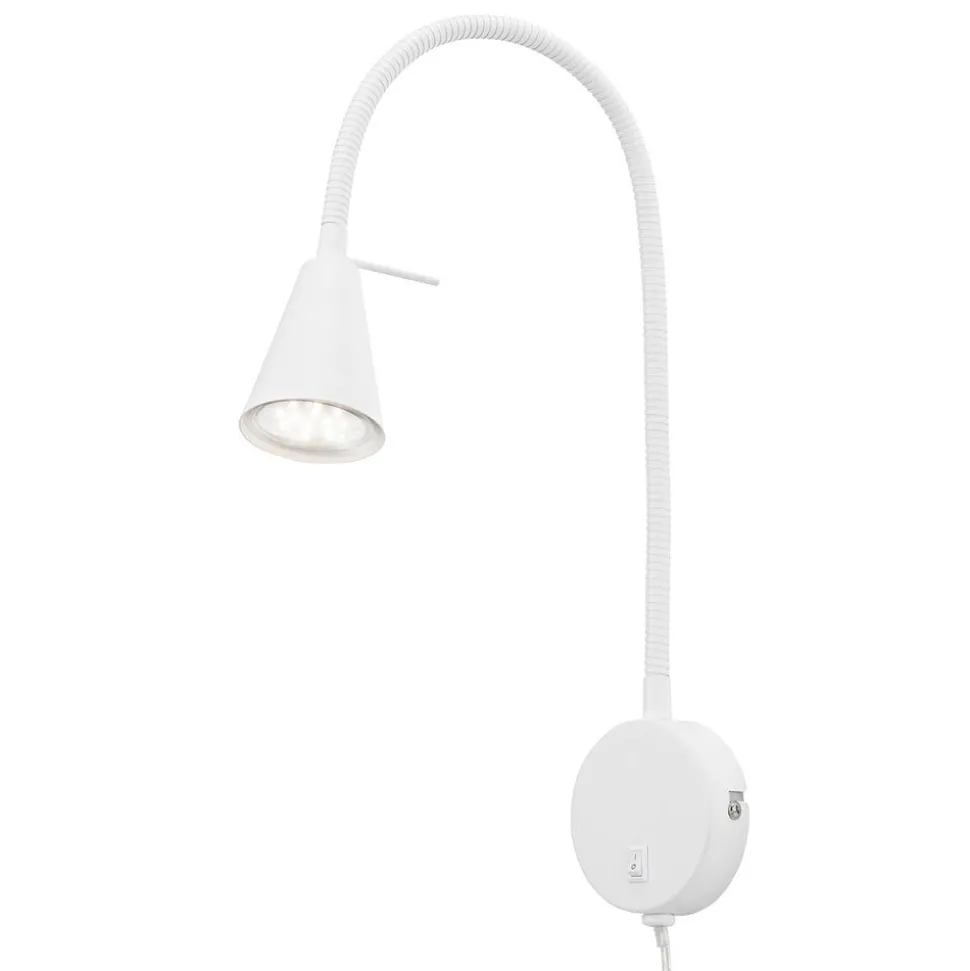 LED wandlamp Tusa, wit, metaal, 45 cm, flexibele arm
