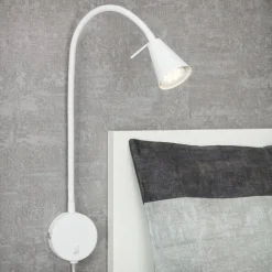 LED wandlamp Tusa, wit, metaal, 45 cm, flexibele arm