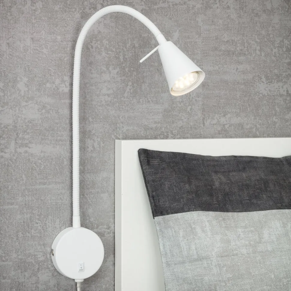 LED wandlamp Tusa, wit, metaal, 45 cm, flexibele arm