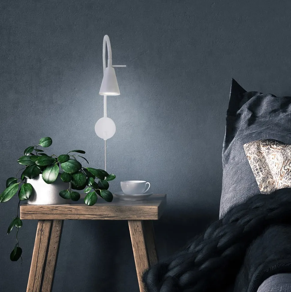 LED wandlamp Tusa, wit, metaal, 45 cm, flexibele arm