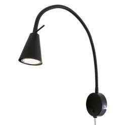 LED wandlamp Tusa, zwart, metaal, 45 cm, flexibele arm