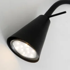 LED wandlamp Tusa, zwart, metaal, 45 cm, flexibele arm