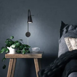 LED wandlamp Tusa, zwart, metaal, 45 cm, flexibele arm