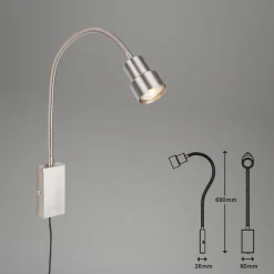 LED wandlamp Tusi met flexibele arm, nikkel