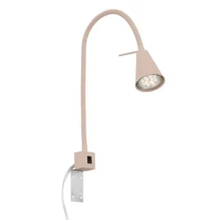 LED wandlamp Tuso, beige, montage op bed, metaal, flexibele arm