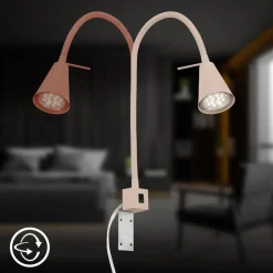 LED wandlamp Tuso, beige, montage op bed, metaal, flexibele arm