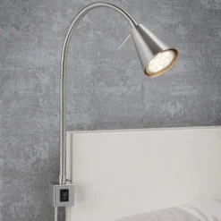 LED wandlamp Tuso, nikkel, bedmontage, metaal
