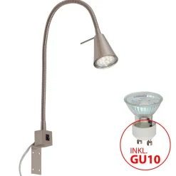 LED wandlamp Tuso, nikkel, bedmontage, metaal
