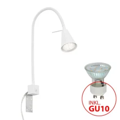 LED wandlamp Tuso, wit, montage op bed, metaal