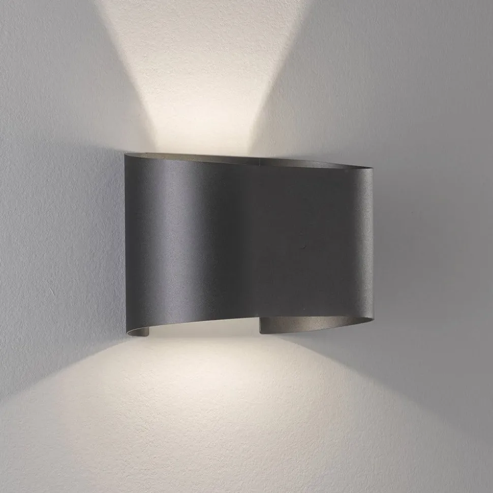 LED wandlamp Wall, 2-lamps, rond, zwart