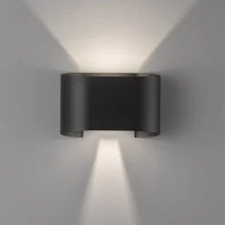 LED wandlamp Wall, 2-lamps, rond, zwart