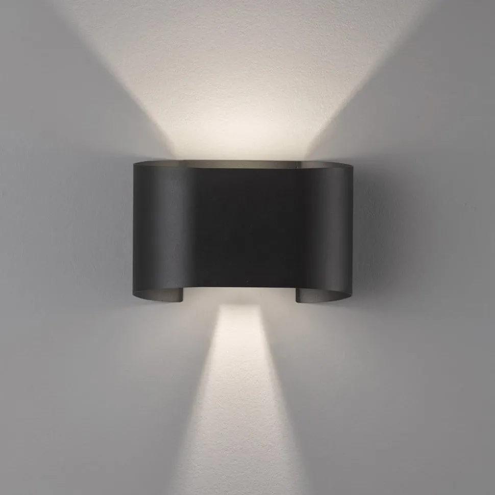 LED wandlamp Wall, 2-lamps, rond, zwart