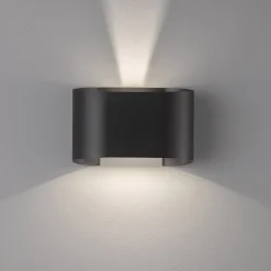 LED wandlamp Wall, 2-lamps, rond, zwart