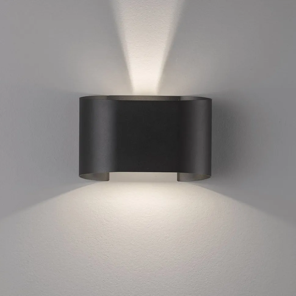 LED wandlamp Wall, 2-lamps, rond, zwart