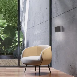 LED wandlamp Wall, 2-lamps, rond, zwart