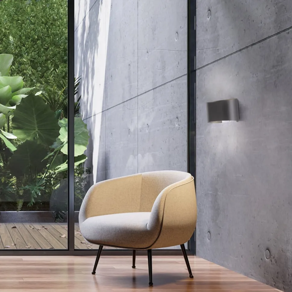 LED wandlamp Wall, 2-lamps, rond, zwart