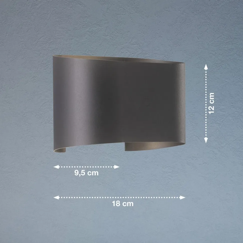 LED wandlamp Wall, 2-lamps, rond, zwart