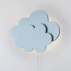 LED wandlamp Wölkchen met stekker, blauw, hout, dimbaar
