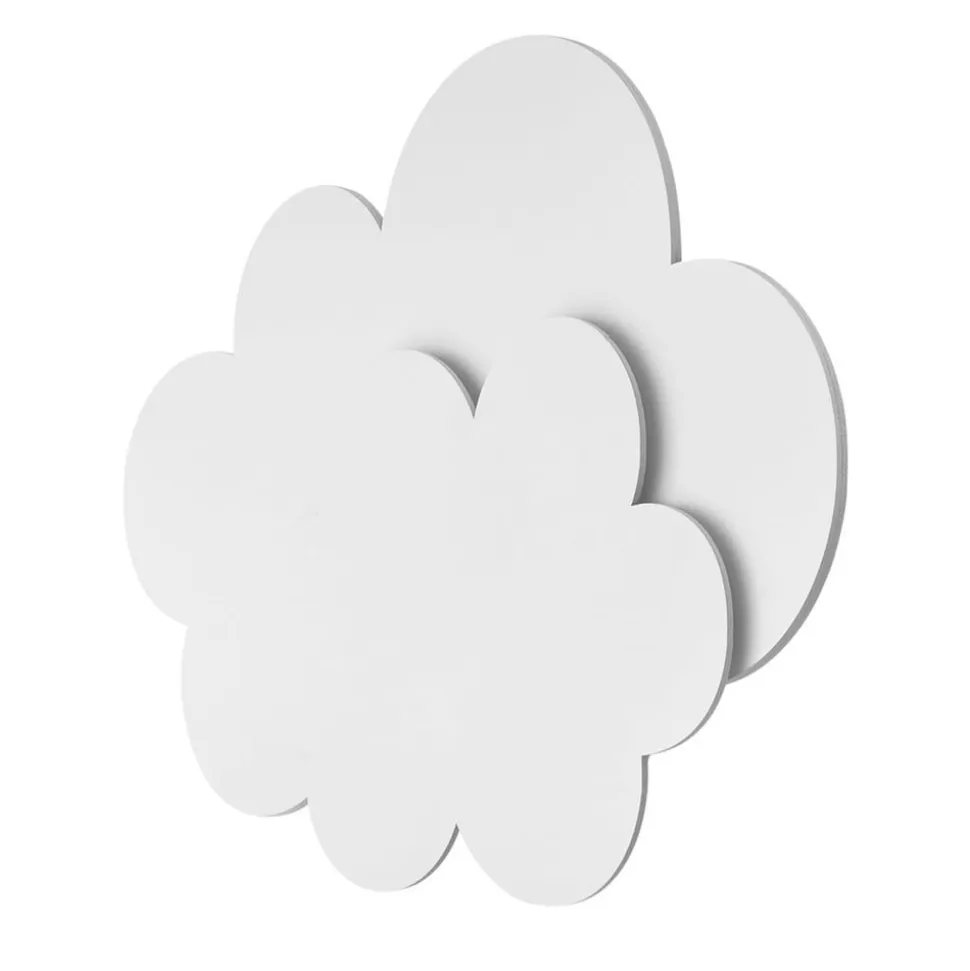 LED wandlamp Wölkchen met stekker, wit, hout, dimbaar