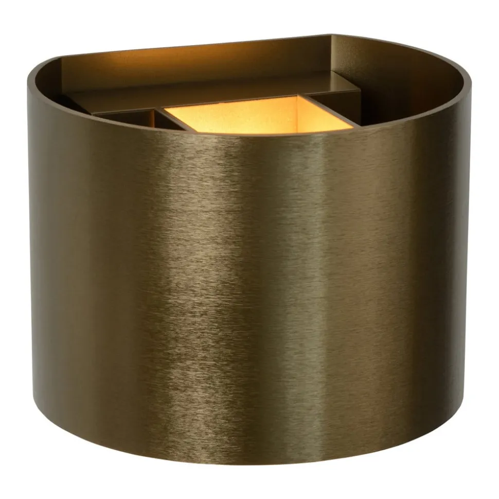 LED wandlamp Xio, rond, antiek messing