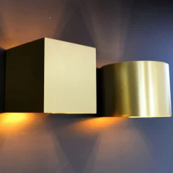 LED wandlamp Xio, rond, goud mat