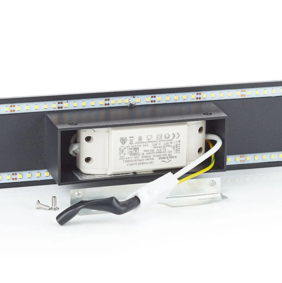 LED wandlamp Zig Zag zwart, breedte 53 cm