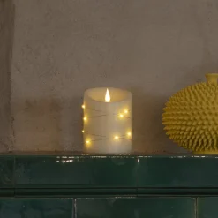 LED waskaars crème Lichtkleur amber Hoogte14cm