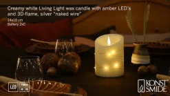 LED waskaars crème Lichtkleur amber Hoogte14cm