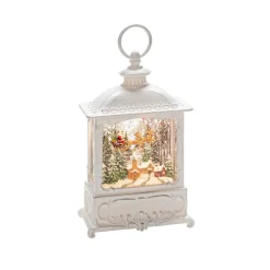 LED waterlantaarn kerstman vliegt over dorp