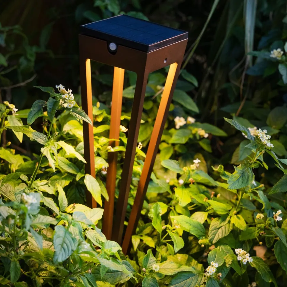 LED zonne-energiefakkel Tinka, 52 cm hoog, corten