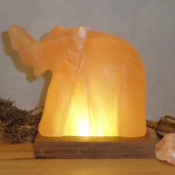 LED zoutlamp Elefant met lamphouder, barnsteen