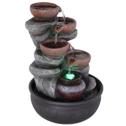 LED-binnenfontein Fontana, grijs/bruin, Potten