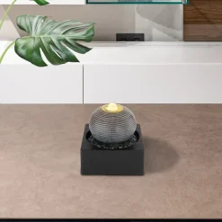 LED-binnenfontein Fontana, antraciet/grijs, bol