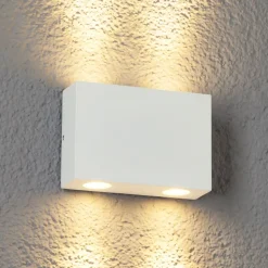 LED-buitenwandlamp Henor in wit met 2 lichtpunten