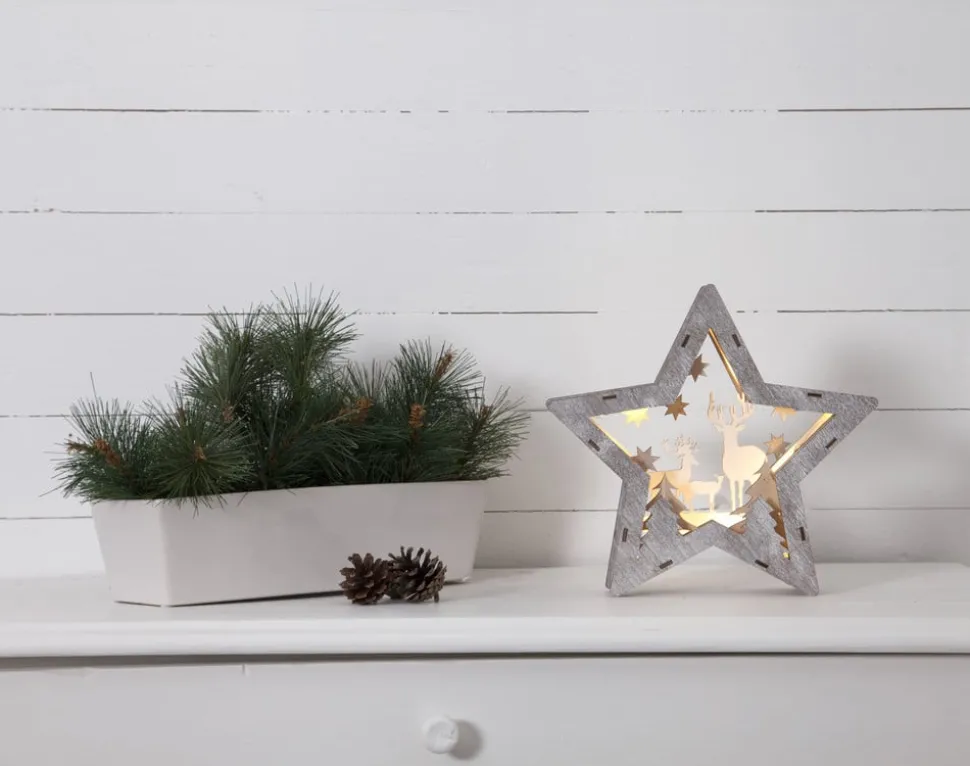 LED-decoratie ster Fauna van hout, hoogte 24 cm