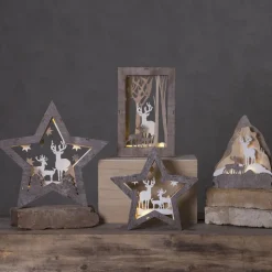 LED-decoratie ster Fauna van hout, hoogte 24 cm