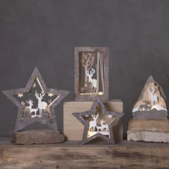 LED-decoratie ster Fauna van hout, hoogte 24 cm