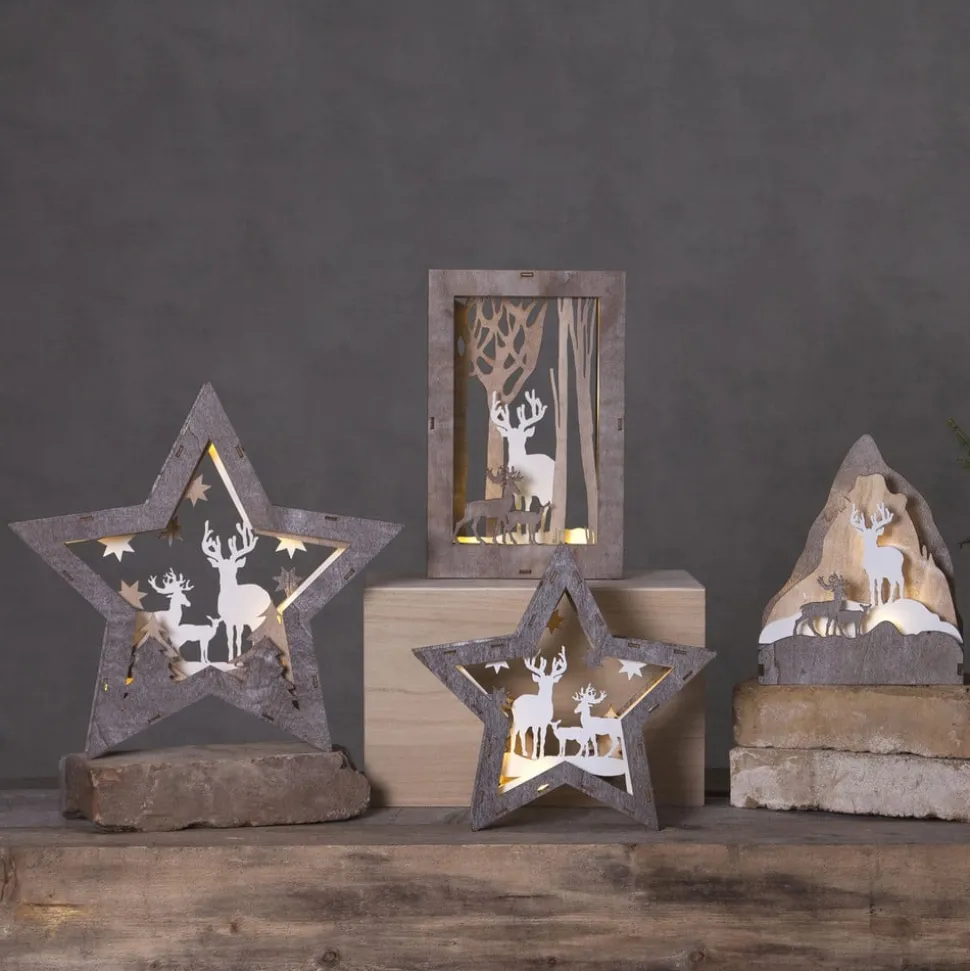 LED-decoratie ster Fauna van hout, hoogte 24 cm