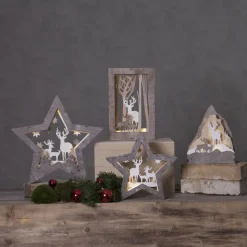 LED-decoratie ster Fauna van hout, hoogte 24 cm