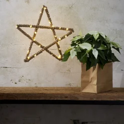 LED-decoratie ster Jutta, met jutetouw omwikkeld