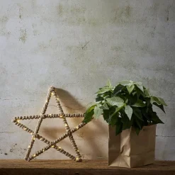 LED-decoratie ster Jutta, met jutetouw omwikkeld