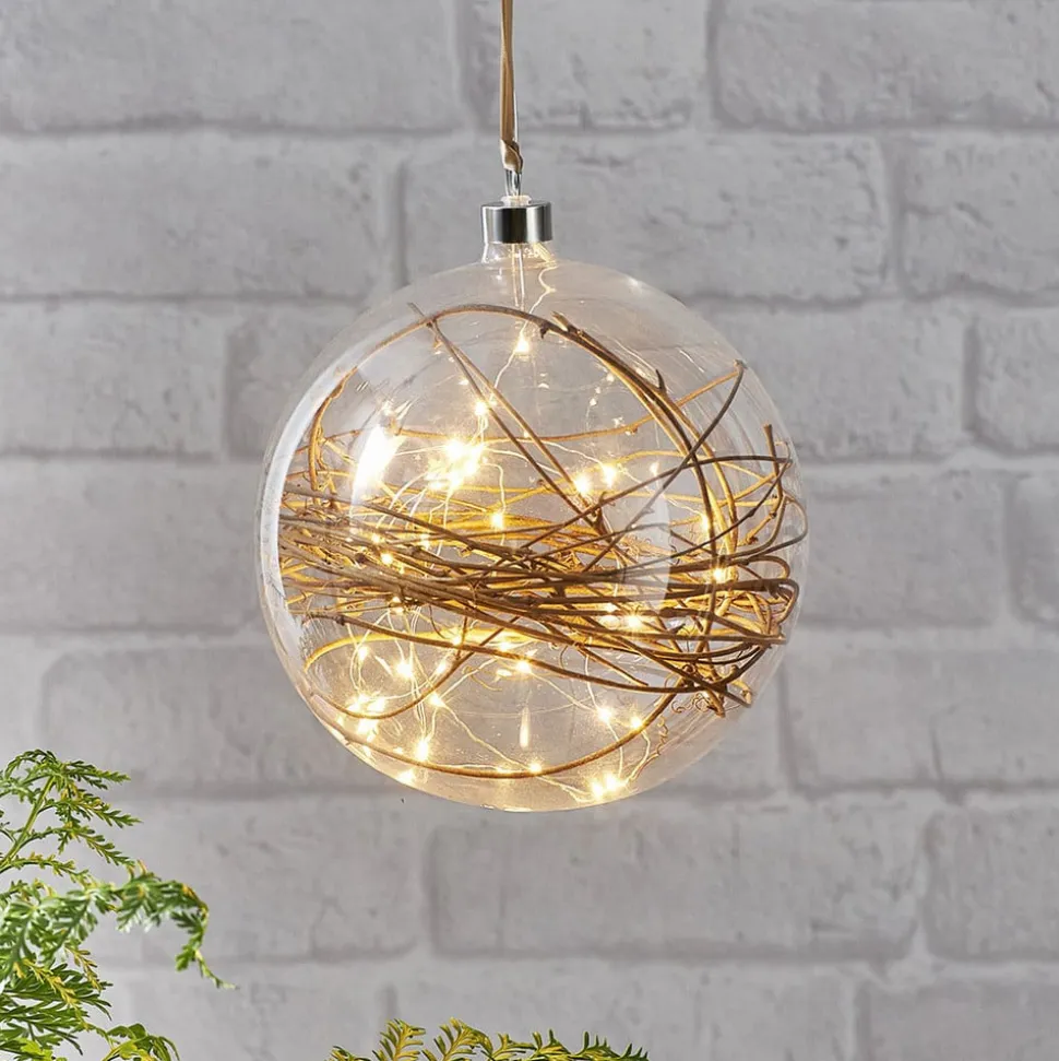 LED-decoratiebol Glow helder, rotan Ø 20 cm