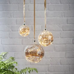 LED-decoratiebol Glow helder, rotan Ø 20 cm