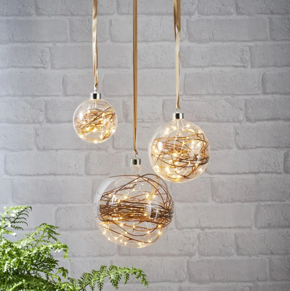 LED-decoratiebol Glow helder, rotan Ø 20 cm