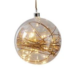 LED-decoratiebol Glow helder, rotan Ø 20 cm