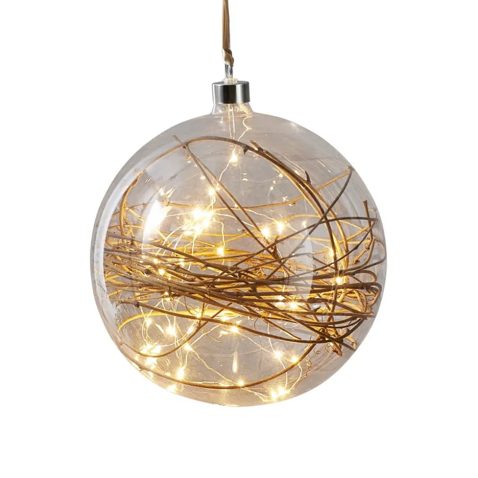LED-decoratiebol Glow helder, rotan Ø 20 cm